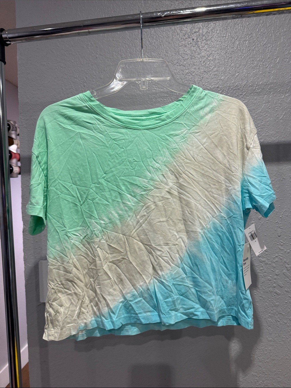 Old Navy Diagonal Tie-Dye Crop Top - Mint, Cream & Sky Blue